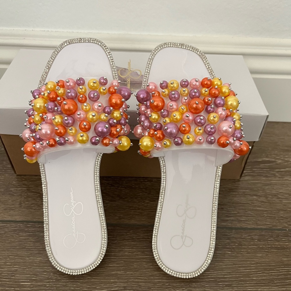 Jessica Simpson White/Multi Jelly Sandals‎